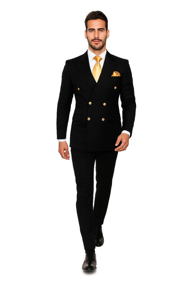 Rossi Man Double-Breasted 2-on-6 Suit – Elegant Men's Formalwear with Flat Front Trousers