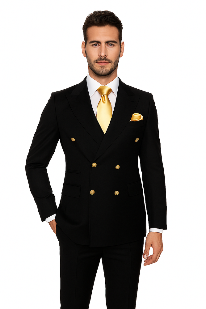 Rossi Man Double-Breasted 2-on-6 Suit – Elegant Men's Formalwear with Flat Front Trousers