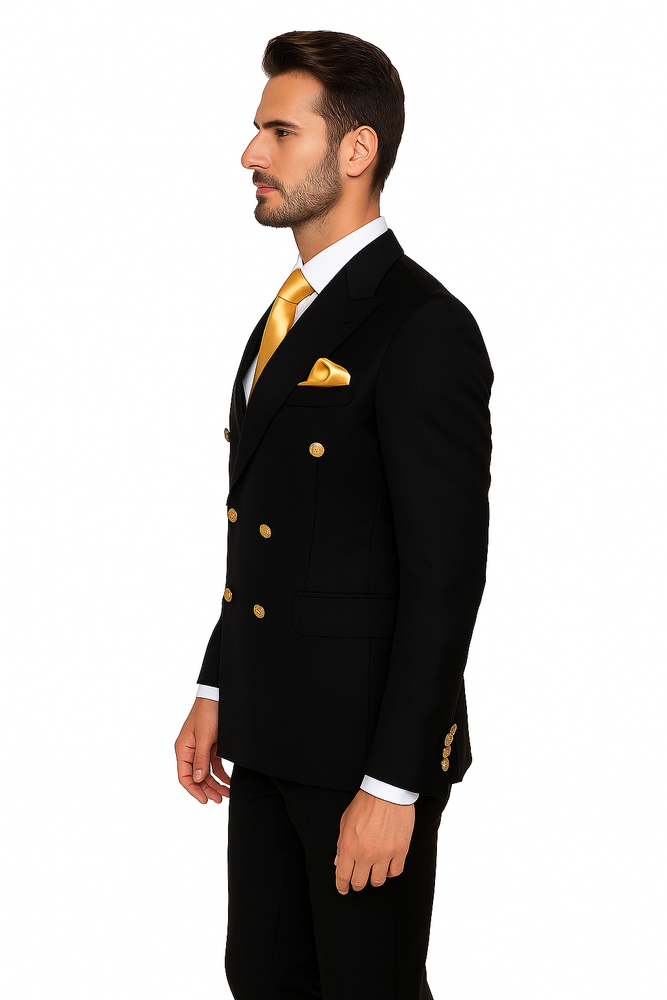 Rossi Man Double-Breasted 2-on-6 Suit – Elegant Men's Formalwear with Flat Front Trousers