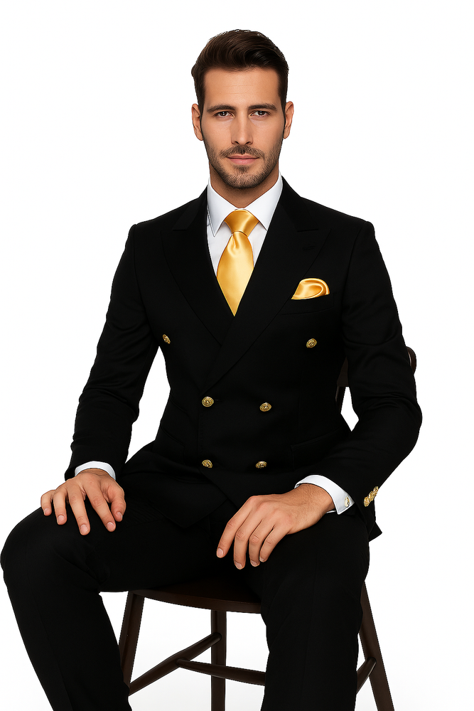 Rossi Man Double-Breasted 2-on-6 Suit – Elegant Men's Formalwear with Flat Front Trousers