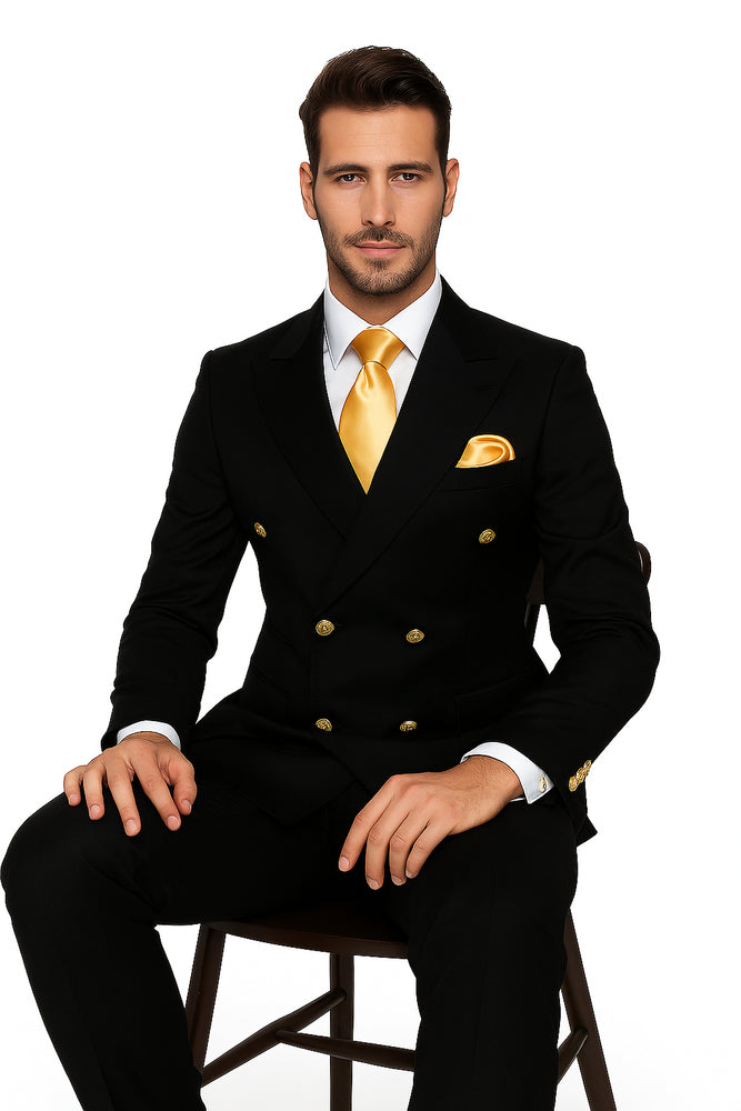 Rossi Man Double-Breasted 2-on-6 Suit – Elegant Men's Formalwear with Flat Front Trousers