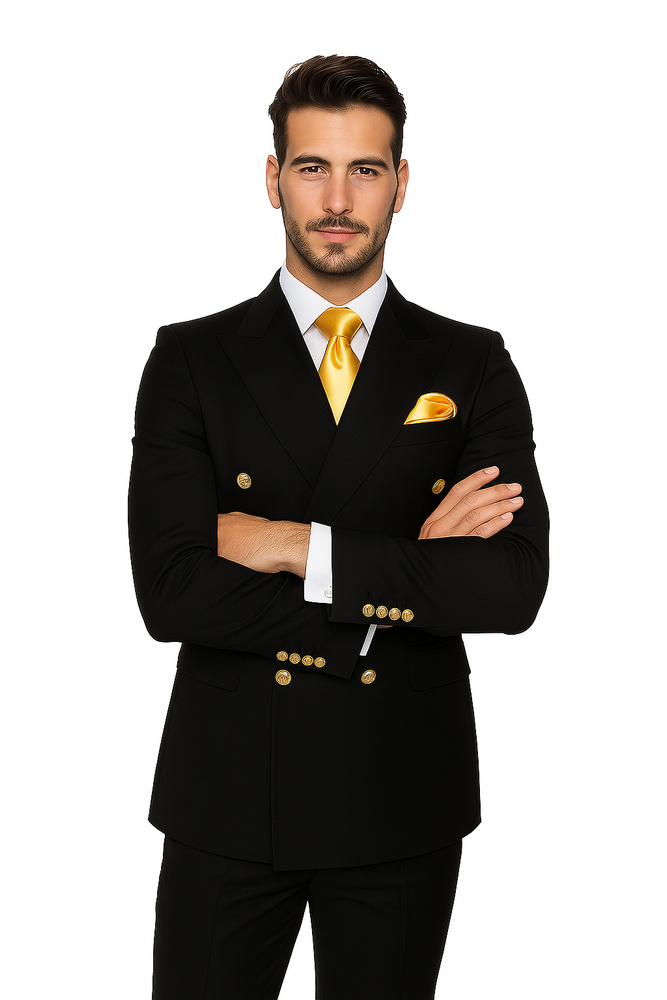Rossi Man Double-Breasted 2-on-6 Suit – Elegant Men's Formalwear with Flat Front Trousers
