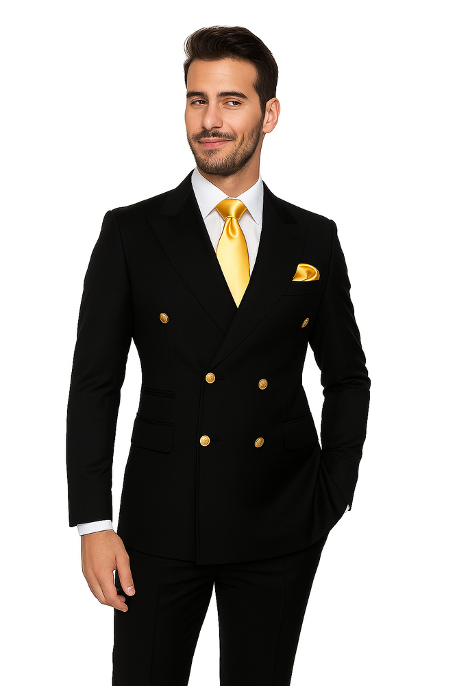 Rossi Man Double-Breasted 2-on-6 Suit – Elegant Men's Formalwear with Flat Front Trousers