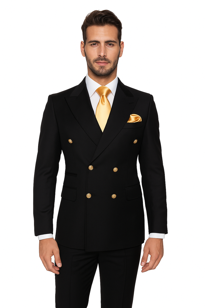 Rossi Man Double-Breasted 2-on-6 Suit – Elegant Men's Formalwear with Flat Front Trousers