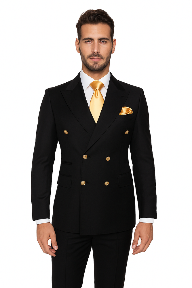 Rossi Man Double-Breasted 2-on-6 Suit – Elegant Men's Formalwear with Flat Front Trousers