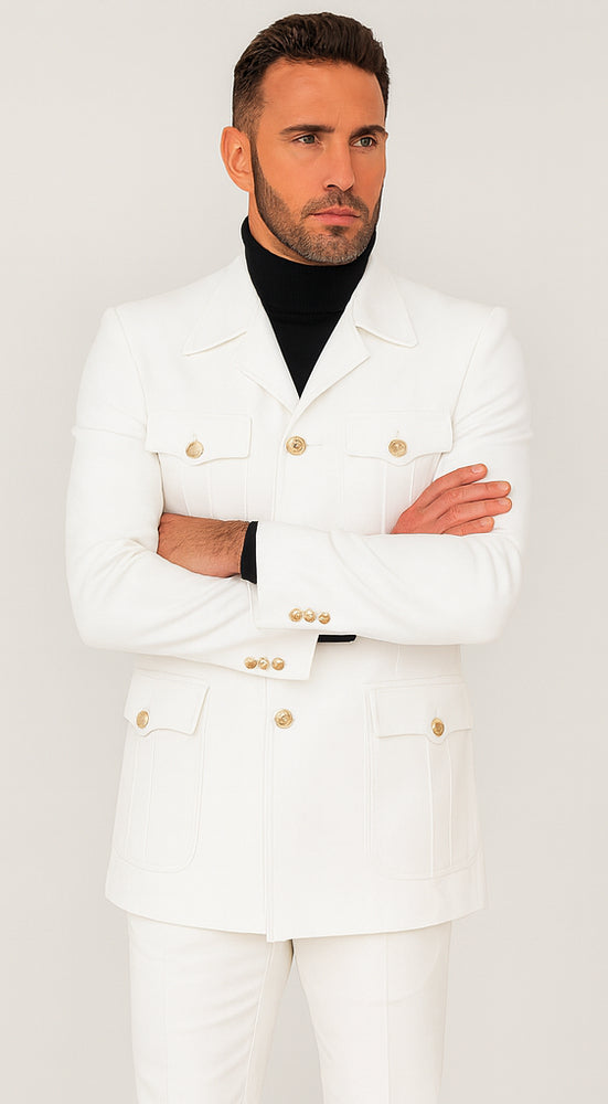 Rossi Man DUKE RM1762 Slim Fit 3-Piece White Suit – Modern Tailored Formalwear for Men