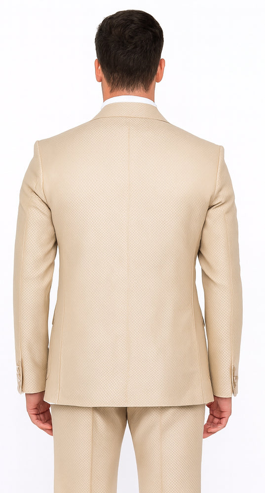 Rossi Man DUKE RM1766 Slim Fit 3-Piece Suit for Men – Modern Cream Off-White Formalwear