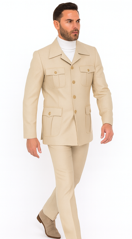 Rossi Man DUKE RM1766 Slim Fit 3-Piece Suit for Men – Modern Cream Off-White Formalwear