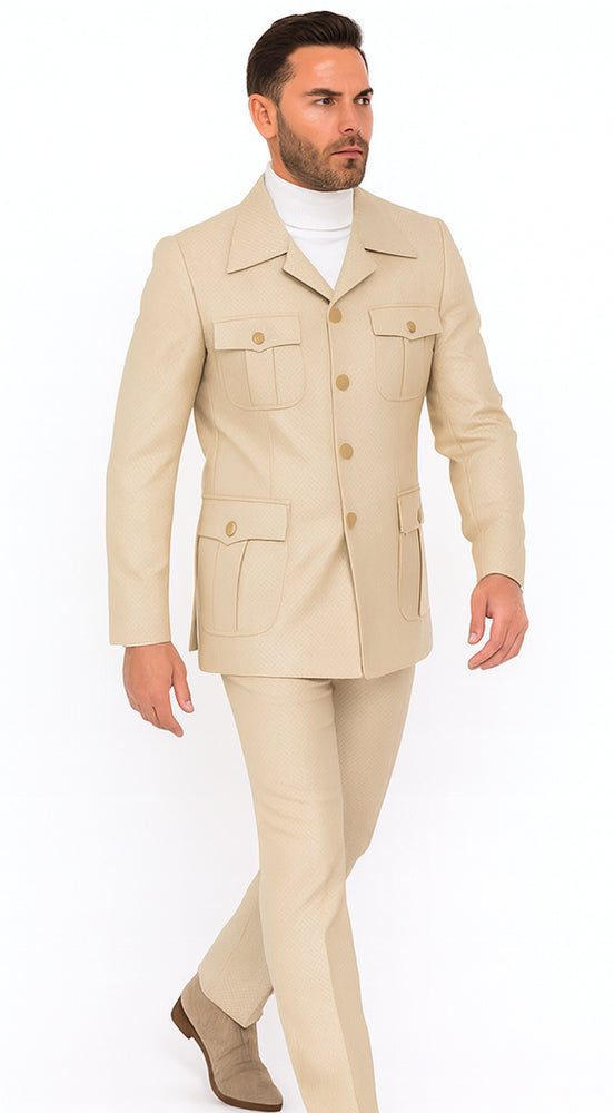 Rossi Man DUKE RM1766 Slim Fit 3-Piece Suit for Men – Modern Cream Off-White Formalwear