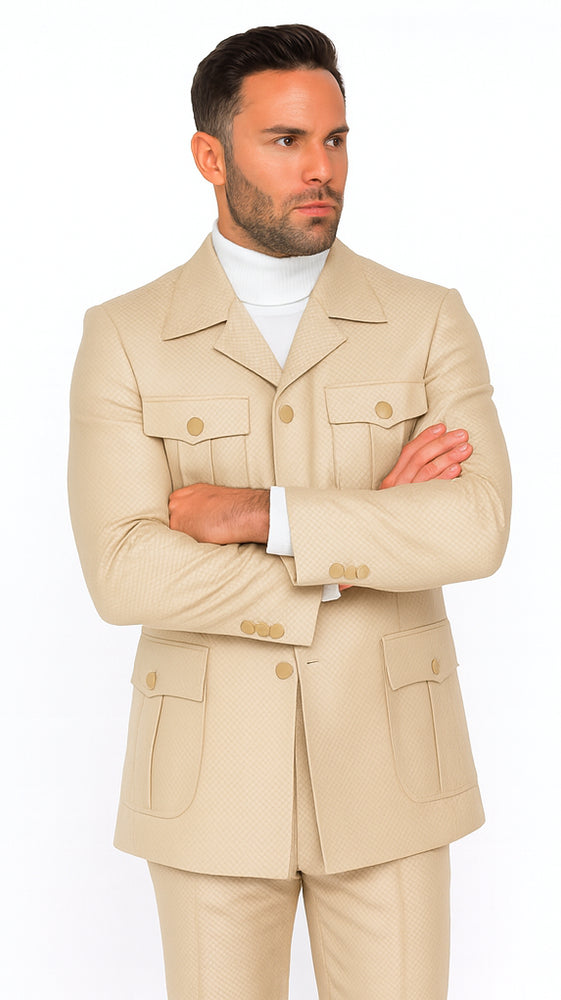 Rossi Man DUKE RM1766 Slim Fit 3-Piece Suit for Men – Modern Cream Off-White Formalwear