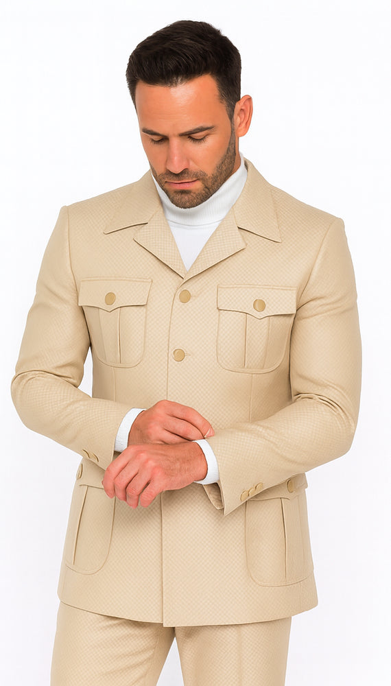 Rossi Man DUKE RM1766 Slim Fit 3-Piece Suit for Men – Modern Cream Off-White Formalwear