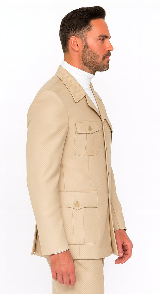 Rossi Man DUKE RM1766 Slim Fit 3-Piece Suit for Men – Modern Cream Off-White Formalwear