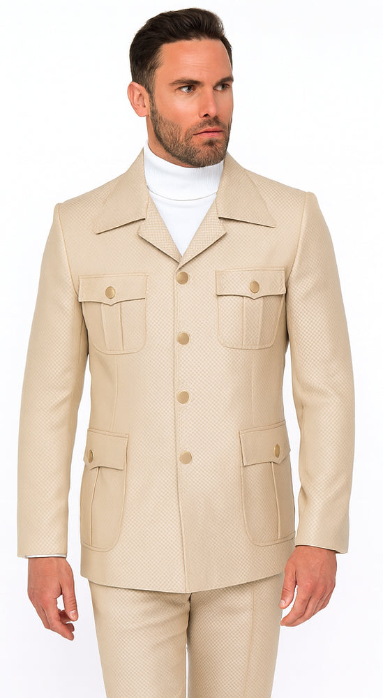 Rossi Man DUKE RM1766 Slim Fit 3-Piece Suit for Men – Modern Cream Off-White Formalwear