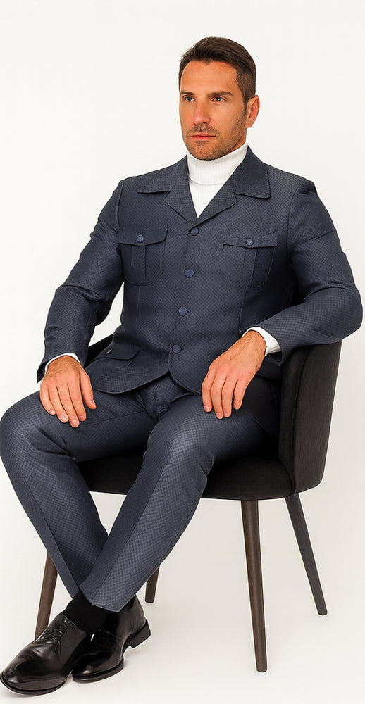 Rossi Man DUKE RM1767 Slim Fit 3-Piece Steel Grey Suit – Modern Formalwear for Men