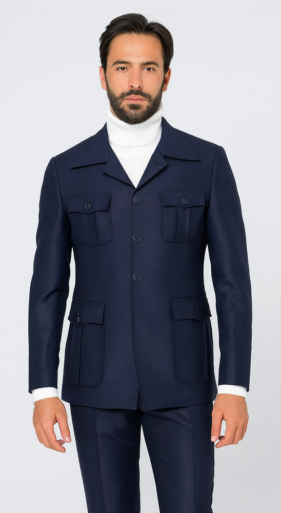 Rossi Man DUKE RM1768 Slim Fit 3-Piece Navy Suit – Modern Formalwear for Men