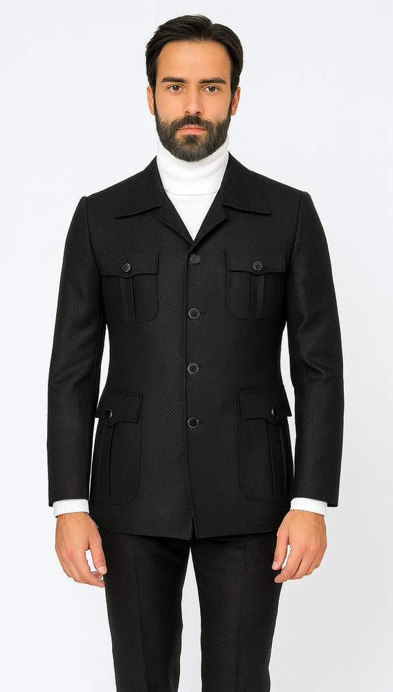 Rossi Man DUKE RM1769 Slim Fit Black 3-Piece Suit for Men – Modern Mens Formalwear