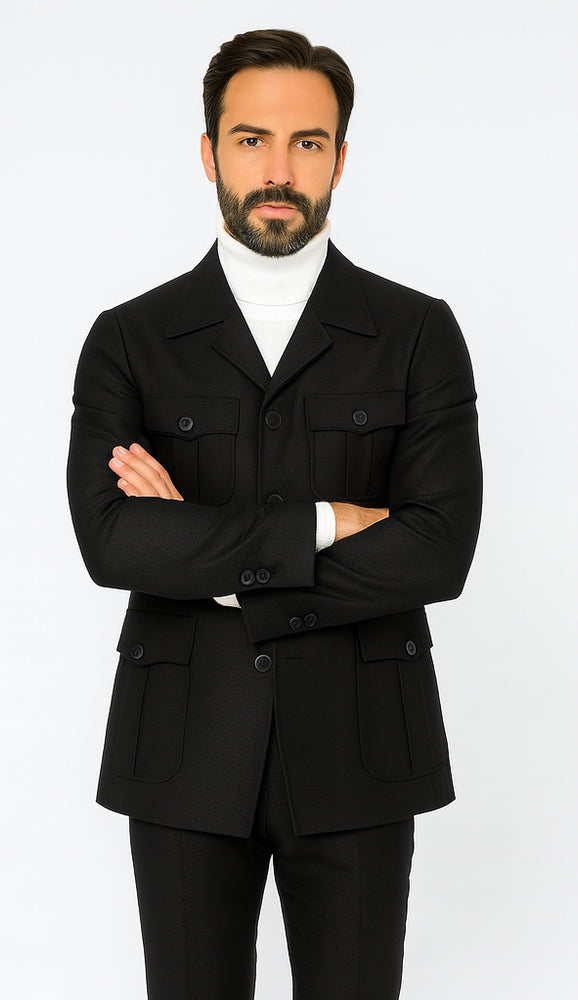 Rossi Man DUKE RM1769 Slim Fit Black 3-Piece Suit for Men – Modern Mens Formalwear