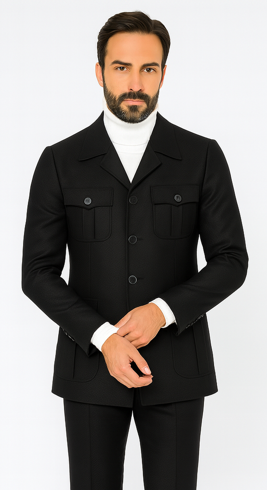 Rossi Man DUKE RM1769 Slim Fit Black 3-Piece Suit for Men – Modern Mens Formalwear