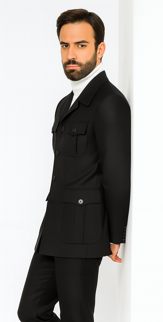 Rossi Man DUKE RM1769 Slim Fit Black 3-Piece Suit for Men – Modern Mens Formalwear