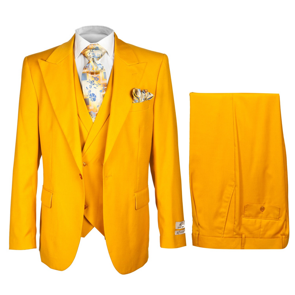 Rossi Man ELI RM103 Bold Yellow 3-Piece Suit – Men’s Formalwear