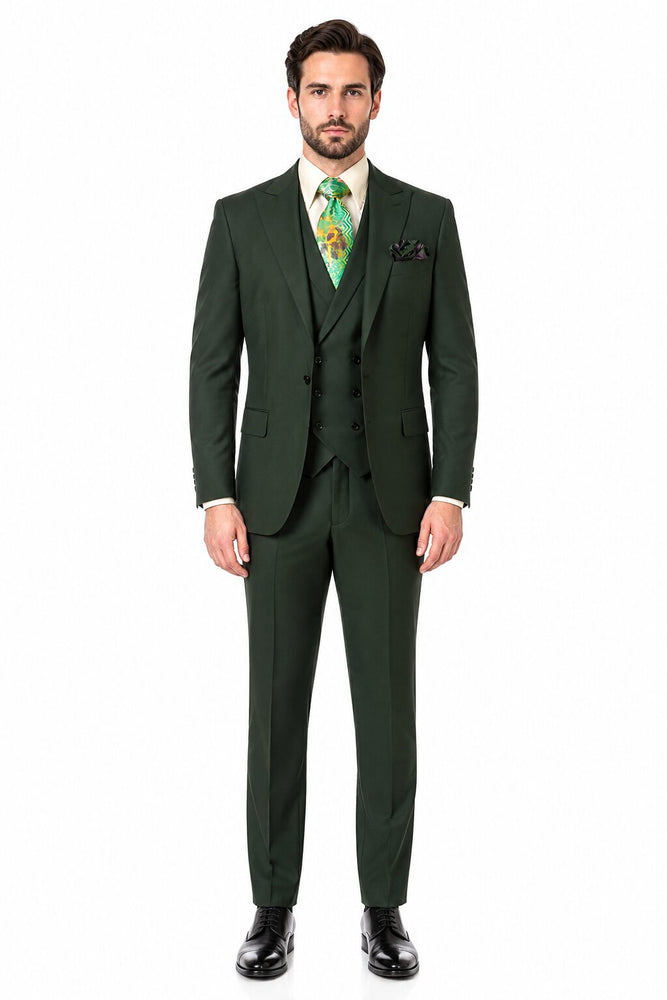 Rossi Man ELI RM117 Hunter Green 3-Piece Suit – Classic Men’s Formalwear