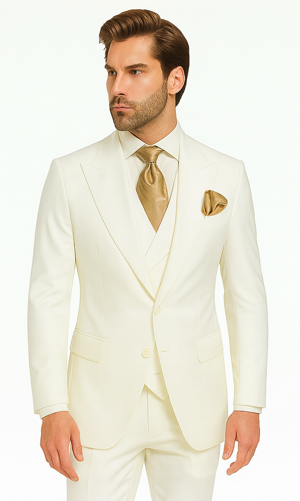 Rossi Man ELI RM202 Winter White 3-Piece Suit – Tailored Men’s Formalwear Set