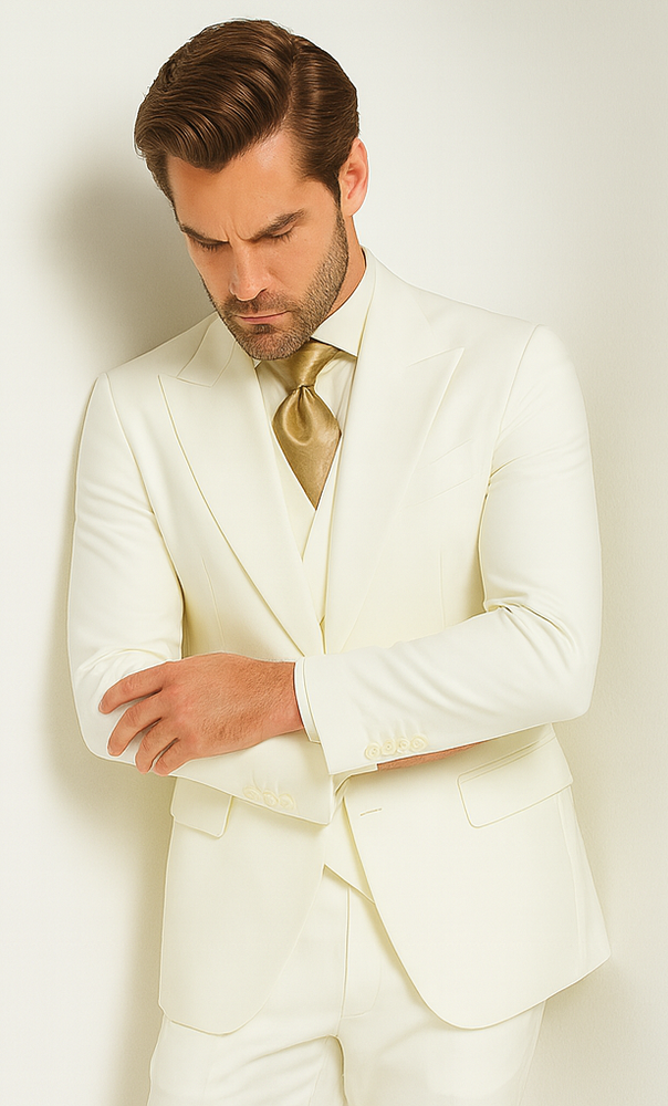 Rossi Man ELI RM202 Winter White 3-Piece Suit – Tailored Men’s Formalwear Set