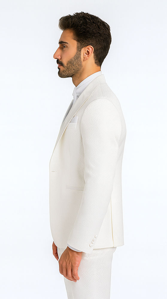 Rossi Man FORD RM1911 Men’s Slim Fit 3-Piece White Suit – Modern Formalwear for Special Occasions