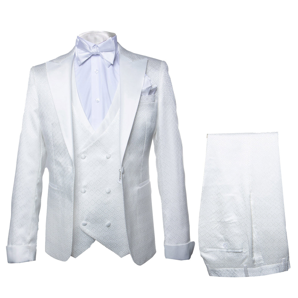 Rossi Man FORD RM1911 Men’s Slim Fit 3-Piece White Suit – Modern Formalwear for Special Occasions