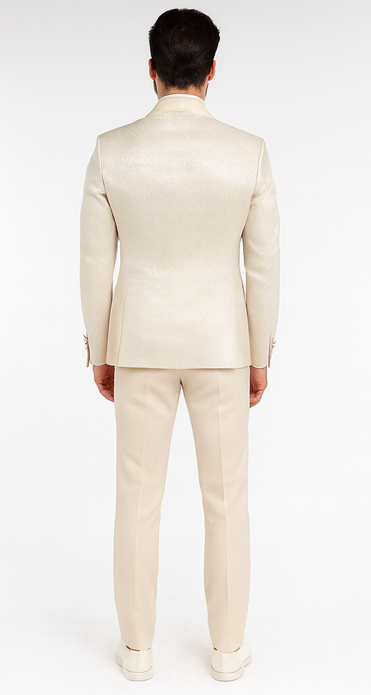 Rossi Man FORD RM1913 Slim Fit 3-Piece Off-White Suit for Men – Classic Formalwear