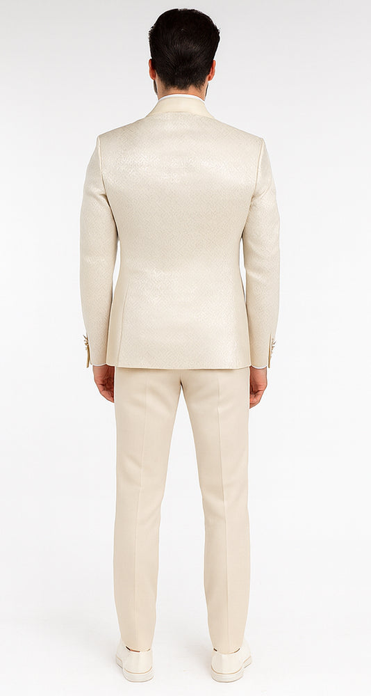 Rossi Man FORD RM1913 Slim Fit 3-Piece Off-White Suit for Men – Classic Formalwear