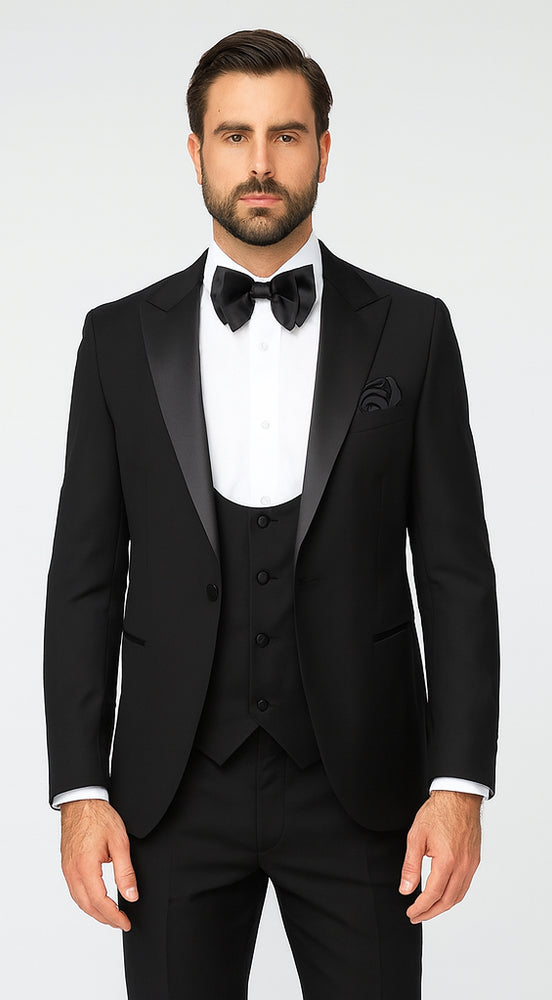 Rossi Man LEO RM1101 Classic Black Suit for Men – Slim Fit Formalwear