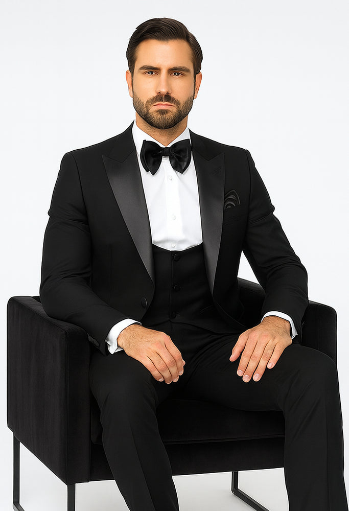 Rossi Man LEO RM1101 Classic Black Suit for Men – Slim Fit Formalwear