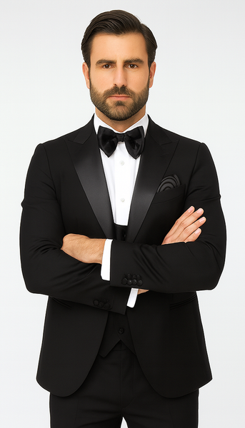 Rossi Man LEO RM1101 Classic Black Suit for Men – Slim Fit Formalwear
