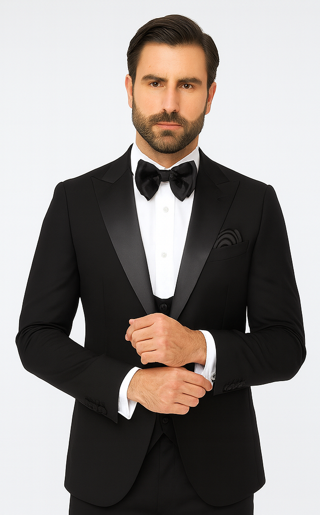 Rossi Man LEO RM1101 Classic Black Suit for Men – Slim Fit Formalwear