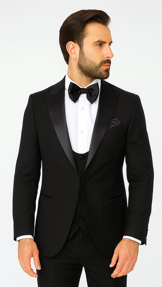 Rossi Man LEO RM1101 Classic Black Suit for Men – Slim Fit Formalwear