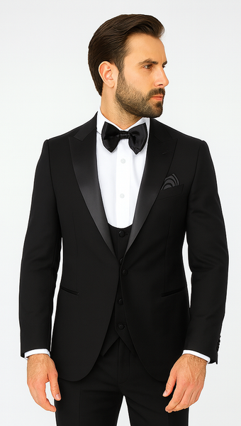Rossi Man LEO RM1101 Classic Black Suit for Men – Slim Fit Formalwear