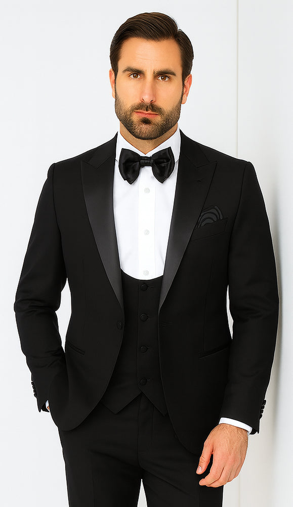 Rossi Man LEO RM1101 Classic Black Suit for Men – Slim Fit Formalwear