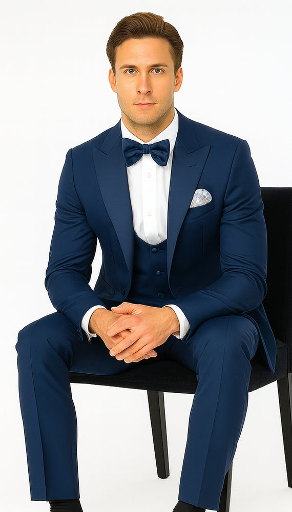 Rossi Man LEO RM1102 Modern 3-Piece Tuxedo for Men – Slim Fit Formal Suit for Special Occasions