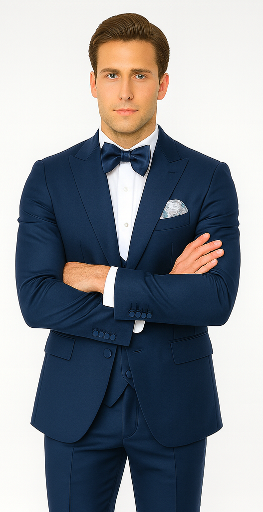 Rossi Man LEO RM1102 Modern 3-Piece Tuxedo for Men – Slim Fit Formal Suit for Special Occasions