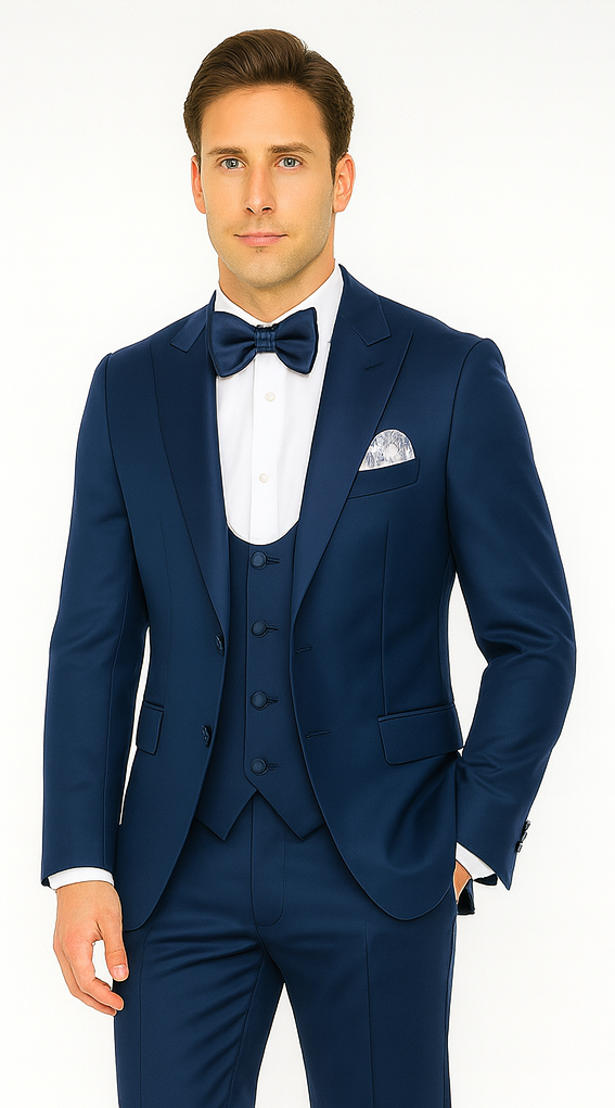 Rossi Man LEO RM1102 Modern 3-Piece Tuxedo for Men – Slim Fit Formal Suit for Special Occasions