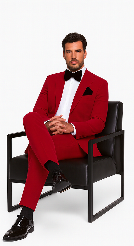 Rossi Man LEO RM1577 Men’s Slim Fit 3-Piece Red Suit –  For Formal Occasions