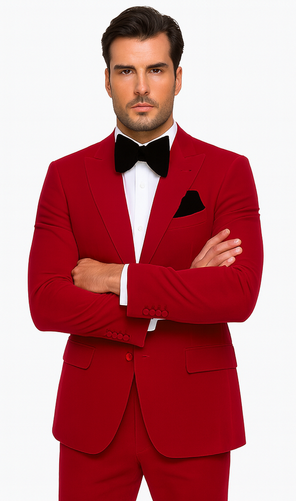 Rossi Man LEO RM1577 Men’s Slim Fit 3-Piece Red Suit –  For Formal Occasions