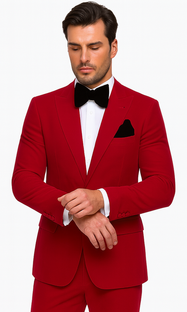 Rossi Man LEO RM1577 Men’s Slim Fit 3-Piece Red Suit –  For Formal Occasions