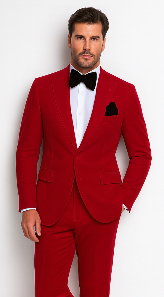 Rossi Man LEO RM1577 Men’s Slim Fit 3-Piece Red Suit –  For Formal Occasions