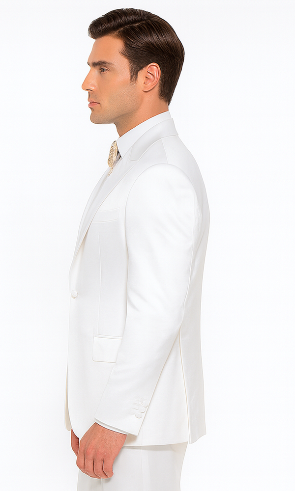 Rossi Man LEO RM1601 Men’s Slim Fit 3-Piece White Suit – Elegant Formalwear for Special Occasions
