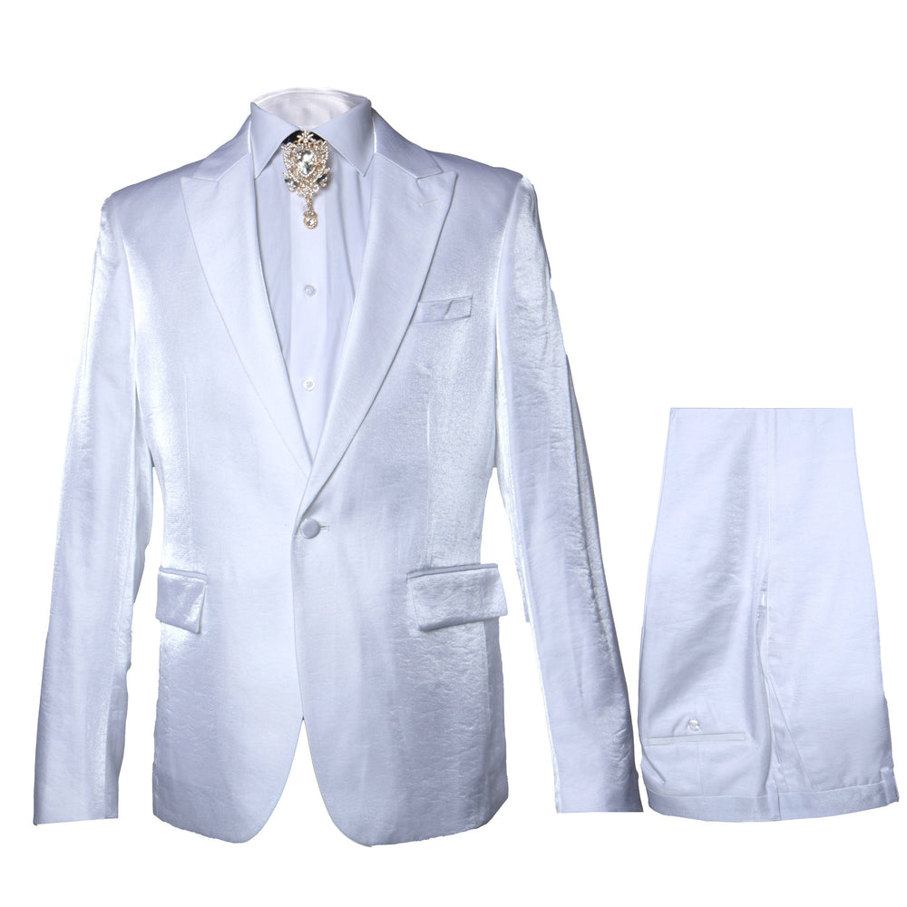Rossi Man LEO RM1601 Men’s Slim Fit 3-Piece White Suit – Elegant Formalwear for Special Occasions