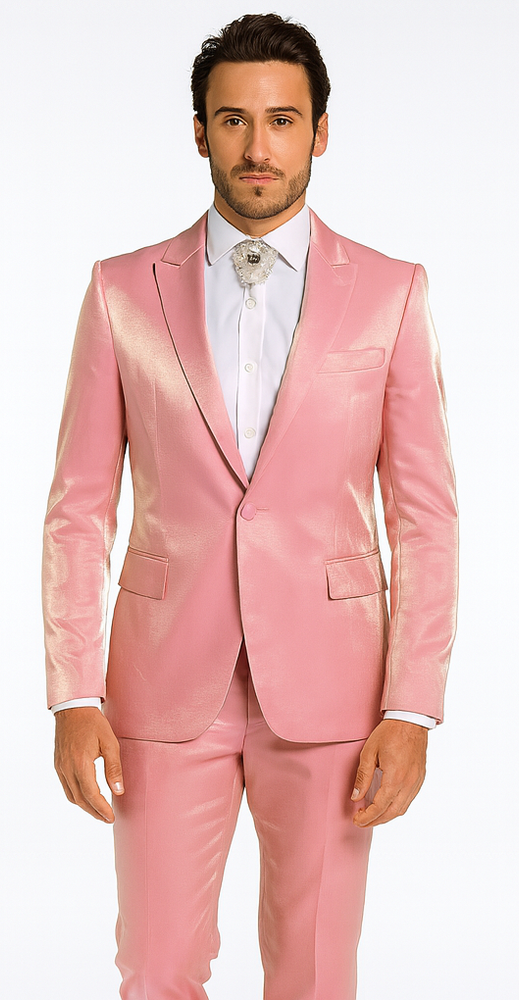 Rossi Man LEO RM1602 Men’s Slim Fit 3-Piece Pink Suit – Modern Classic Formalwear for Special Events