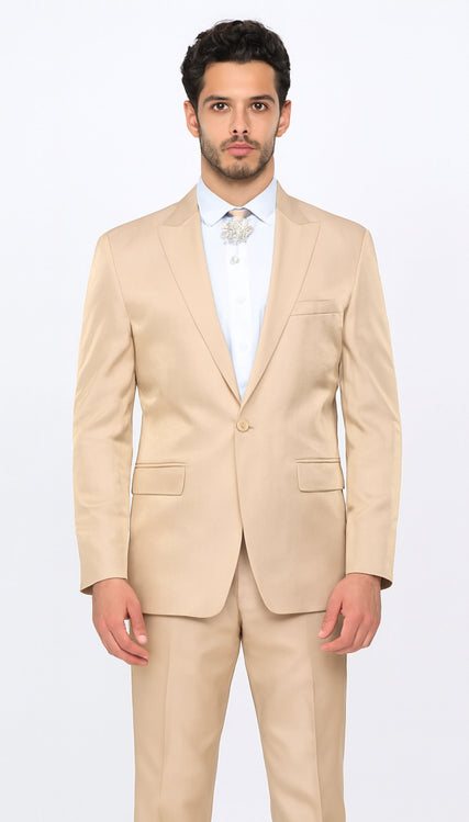 Rossi Man LEO RM1605 Men’s Slim Fit 3-Piece Gold Suit – Modern Formalwear for Special Events