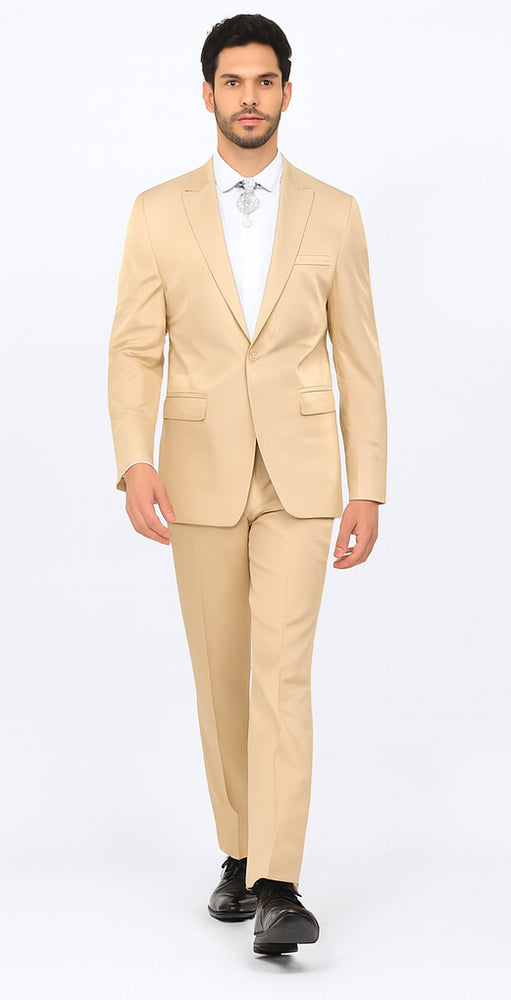 Rossi Man LEO RM1605 Men’s Slim Fit 3-Piece Gold Suit – Modern Formalwear for Special Events